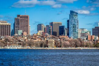 Boston, MA skyline across the water
