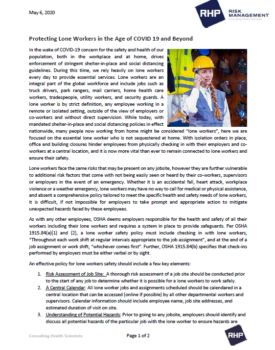 Cover_Protecting Lone Workers in the Age of COVID-19 and Beyond