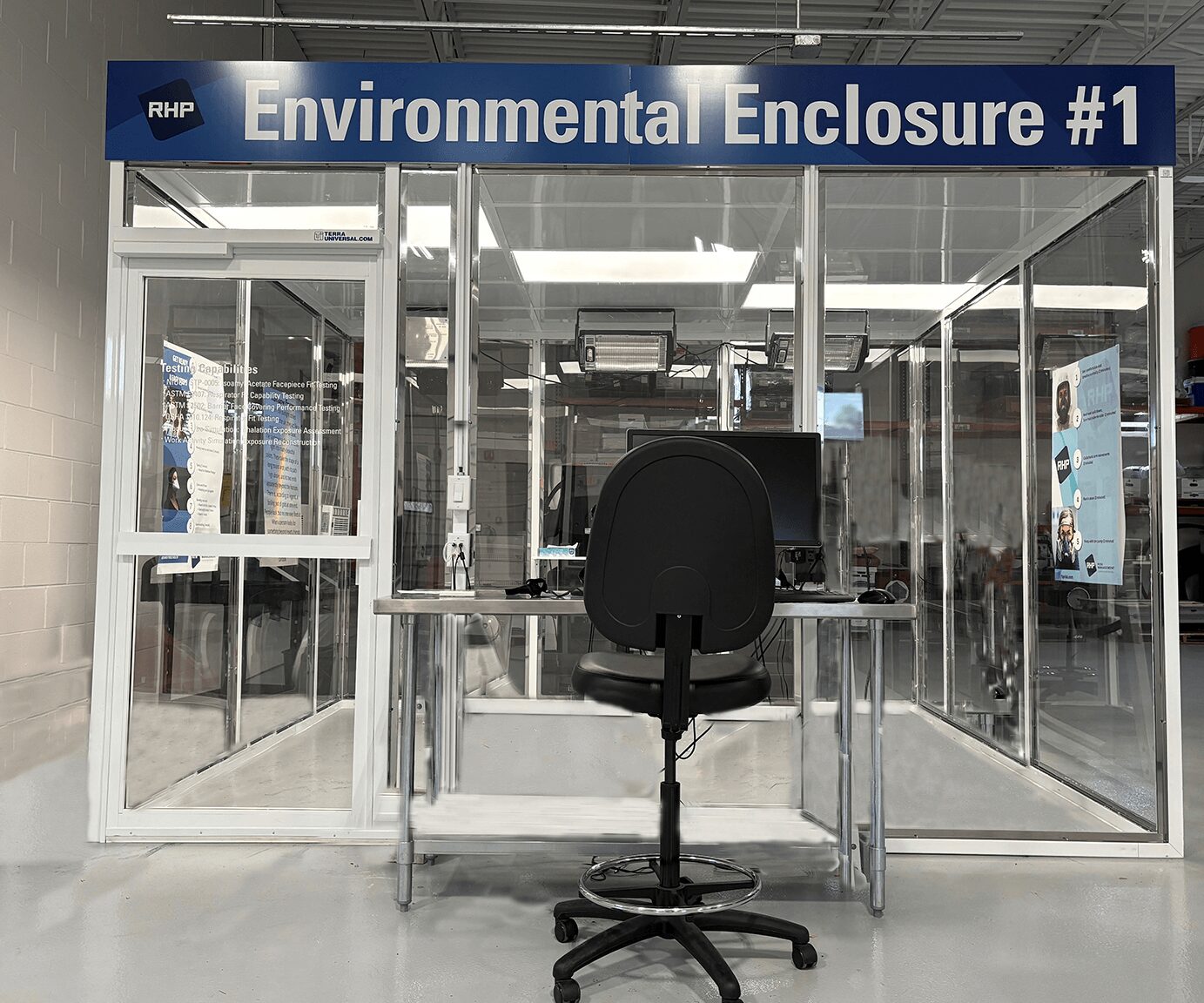 a room with a sign that says environmental enclosure # 1